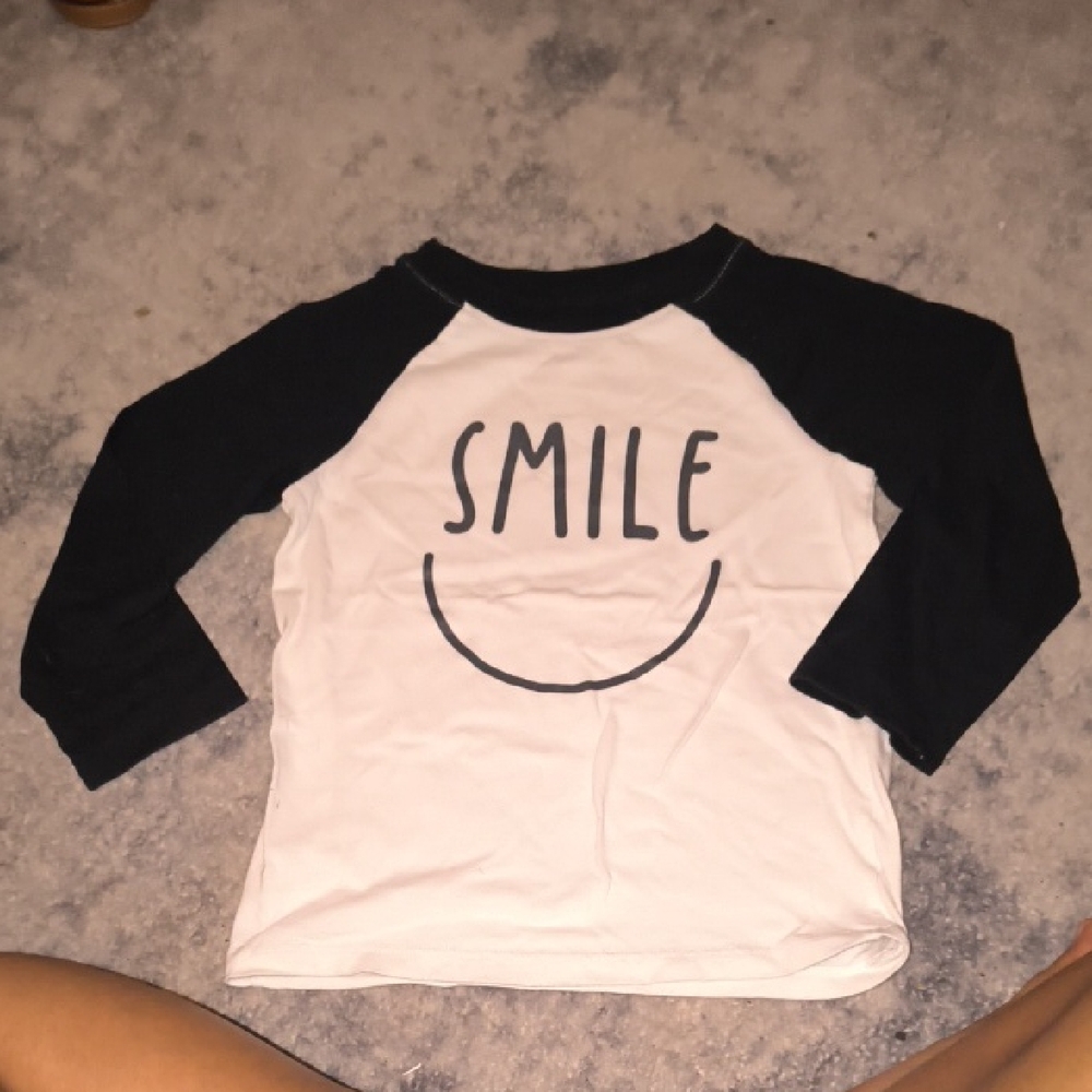 Cat & Jack | Black and White Long Sleeve Tee with Smile Graphic